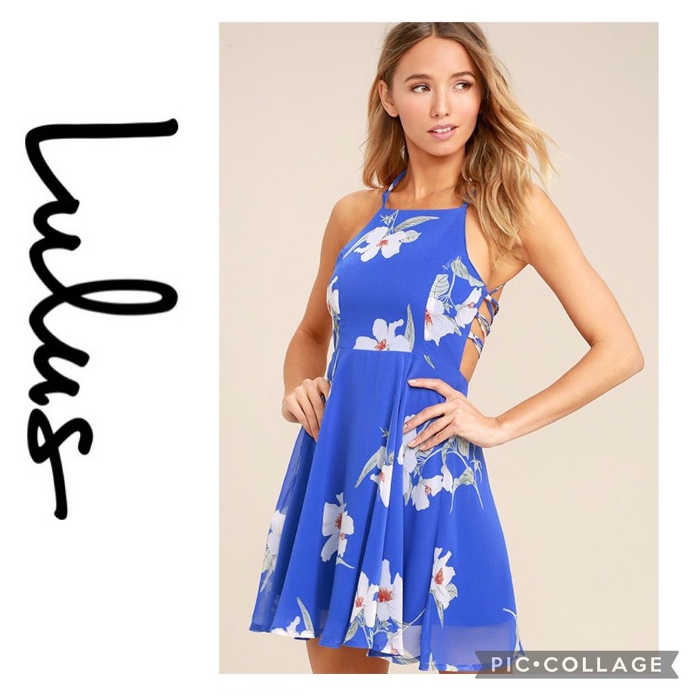 Lulus | Happy Together Floral Print Lace-Up Dress